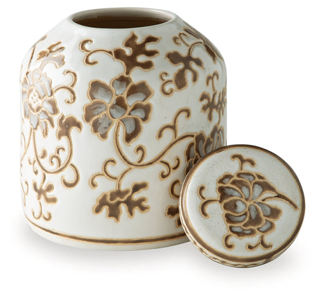 Adalham Cream/Brown Jar by Ashley at Eve Furniture