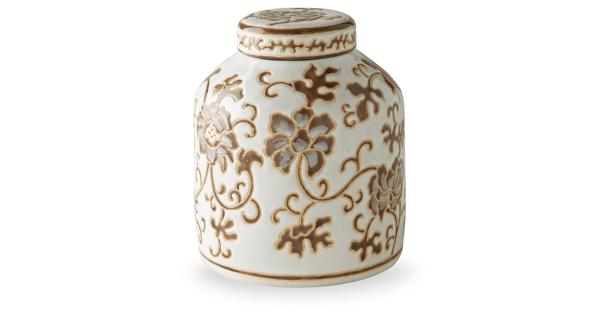 Adalham Cream/Brown Jar by Ashley at Eve Furniture