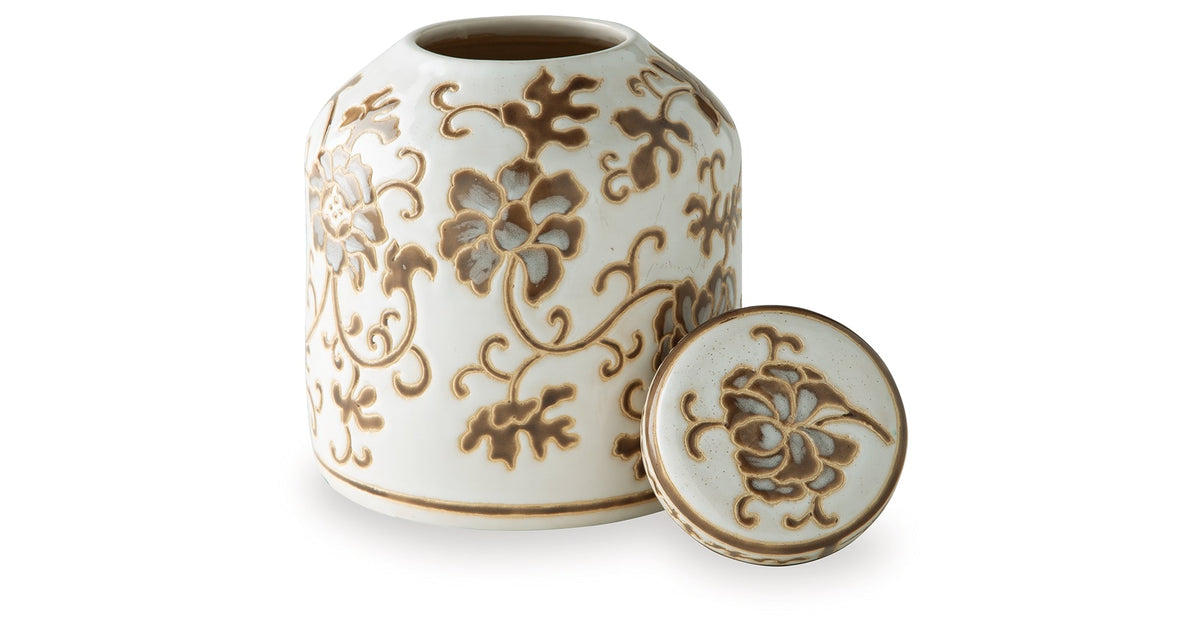 Adalham Cream/Brown Jar by Ashley at Eve Furniture