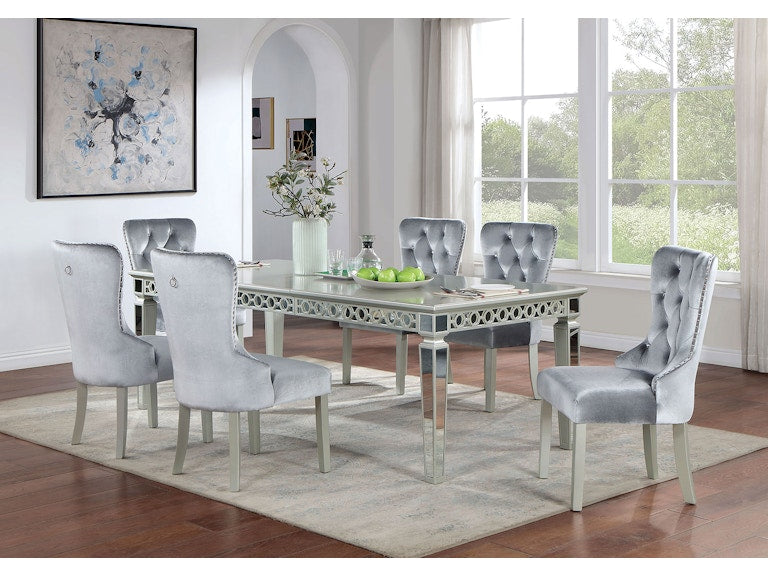 Adalia Silver/Dark Gray 7-Piece Dining Table Set by Furniture of America at Eve Furniture