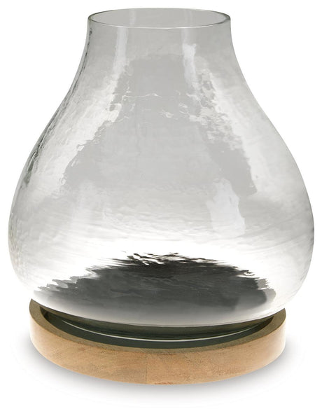 Adalisen Clear/Brown Candle Holder by Ashley at Eve Furniture
