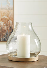 Adalisen Clear/Brown Candle Holder by Ashley at Eve Furniture