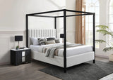 Adalyn Black and White Boucle King Canopy Bed by Crown Mark at Eve Furniture