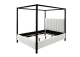 Adalyn Black and White Boucle King Canopy Bed by Crown Mark at Eve Furniture