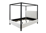 Adalyn Black and White Boucle King Canopy Bed by Crown Mark at Eve Furniture