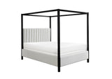 Adalyn Black and White Boucle King Canopy Bed by Crown Mark at Eve Furniture