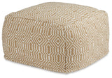 Adamont Tan/Ivory Pouf by Ashley at Eve Furniture