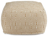 Adamont Tan/Ivory Pouf by Ashley at Eve Furniture