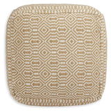 Adamont Tan/Ivory Pouf by Ashley at Eve Furniture