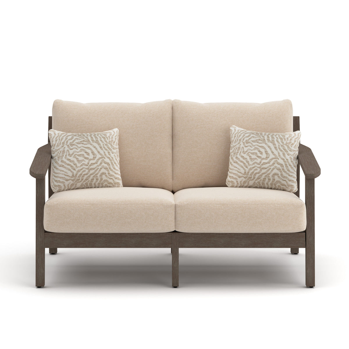 Adams Lane Dark Brown/Beige Outdoor Loveseat by Ashley at Eve Furniture