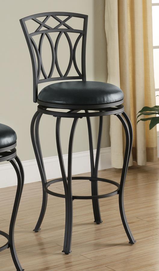 Adamsville Black Upholstered Swivel Bar Stool by Coaster at Eve Furniture