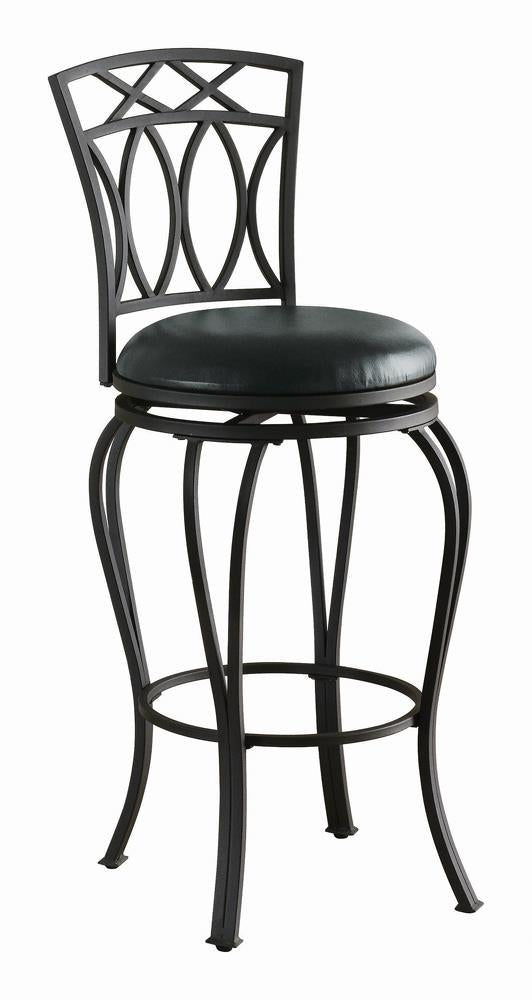 Adamsville Black Upholstered Swivel Bar Stool