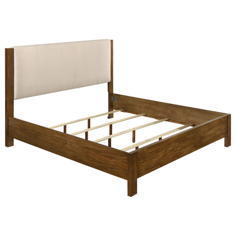 Adderley Cream/Warm Brown Eastern King Wood Panel Bed by Coaster at Eve Furniture