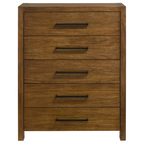 Adderley Warm Brown 5-drawer Bedroom Chest of Drawers by Coaster at Eve Furniture