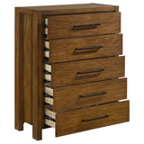 Adderley Warm Brown 5-drawer Bedroom Chest of Drawers by Coaster at Eve Furniture