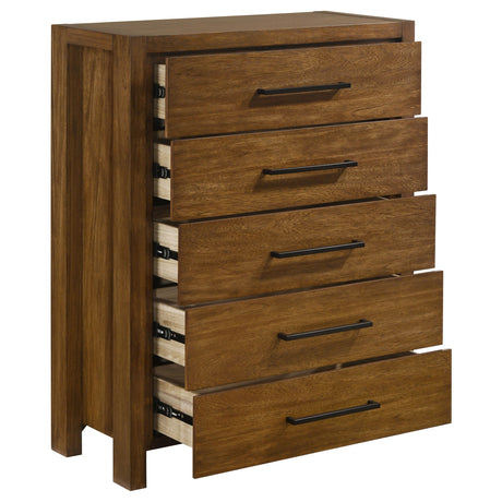 Adderley Warm Brown 5-drawer Bedroom Chest of Drawers by Coaster at Eve Furniture