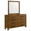 Adderley Warm Brown 8-drawer Bedroom Dresser and Mirror by Coaster at Eve Furniture