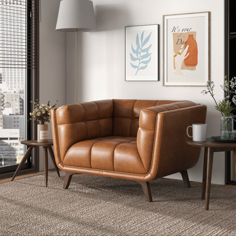 Addison Cognac Leather Lounge Chair by Ashcroft Furniture at Eve Furniture