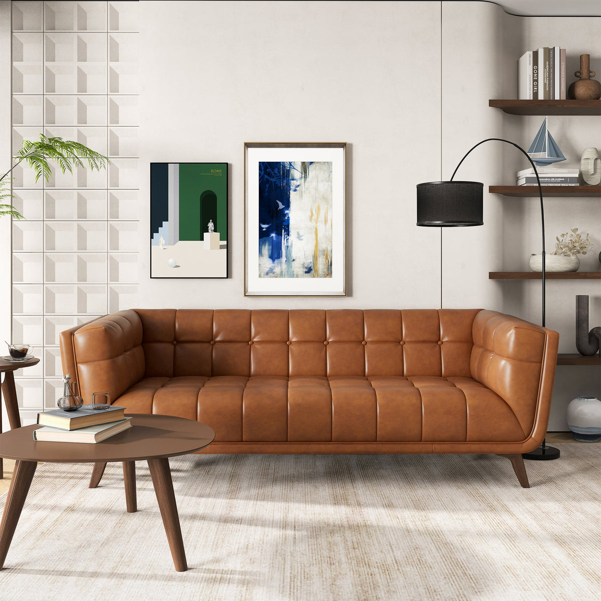 Addison Cognac Leather Sofa by Ashcroft Furniture at Eve Furniture