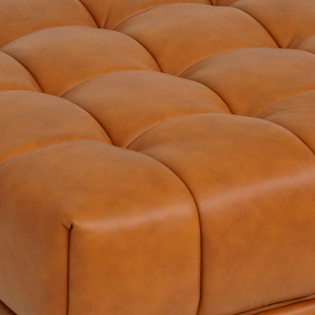 Addison Cognac Leather Upholstered Square Ottoman by Ashcroft Furniture at Eve Furniture