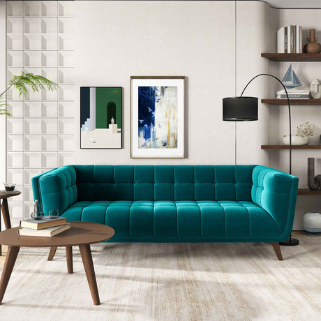 Addison Large Teal Velvet Sofa by Ashcroft Imports at Eve Furniture