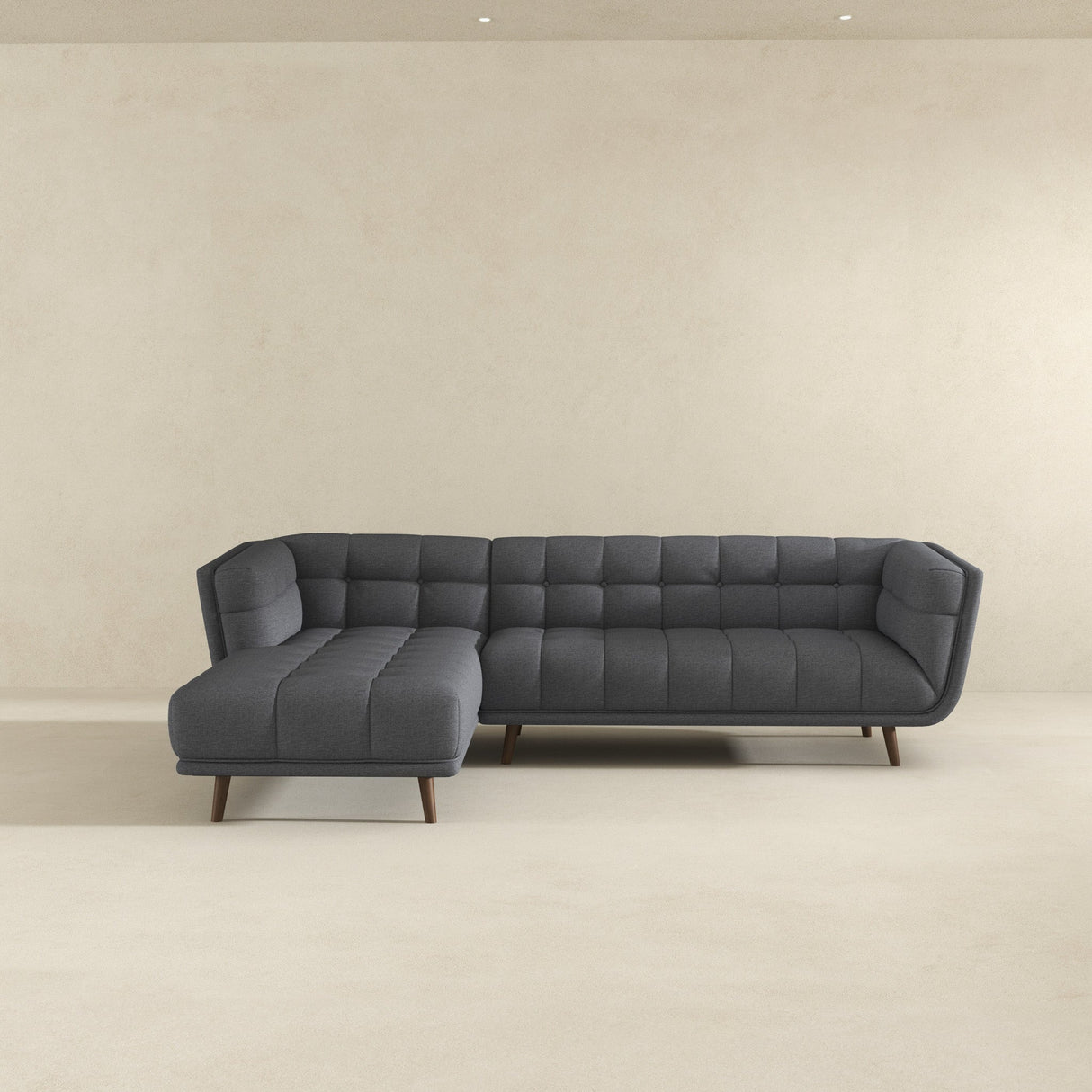 Kano Ash Gray Fabric LAF Chaise Sectional