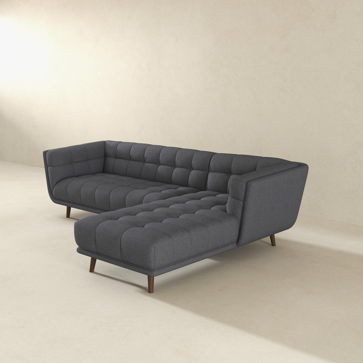 Addison Right Sectional Ash Grey Fabric Sofa by Ashcroft Furniture at Eve Furniture