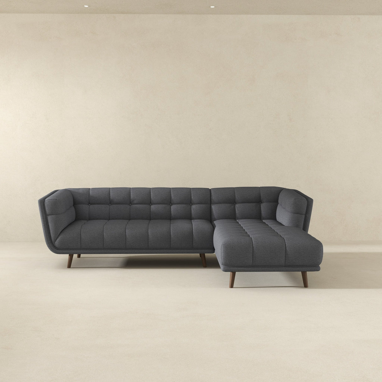 Addison Right Sectional Ash Grey Fabric Sofa by Ashcroft Furniture at Eve Furniture