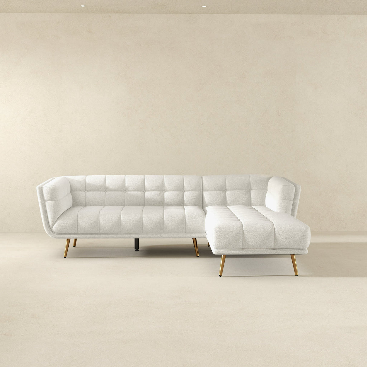 Addison Right Sectional Cream Boucle Sofa by Ashcroft Furniture at Eve Furniture