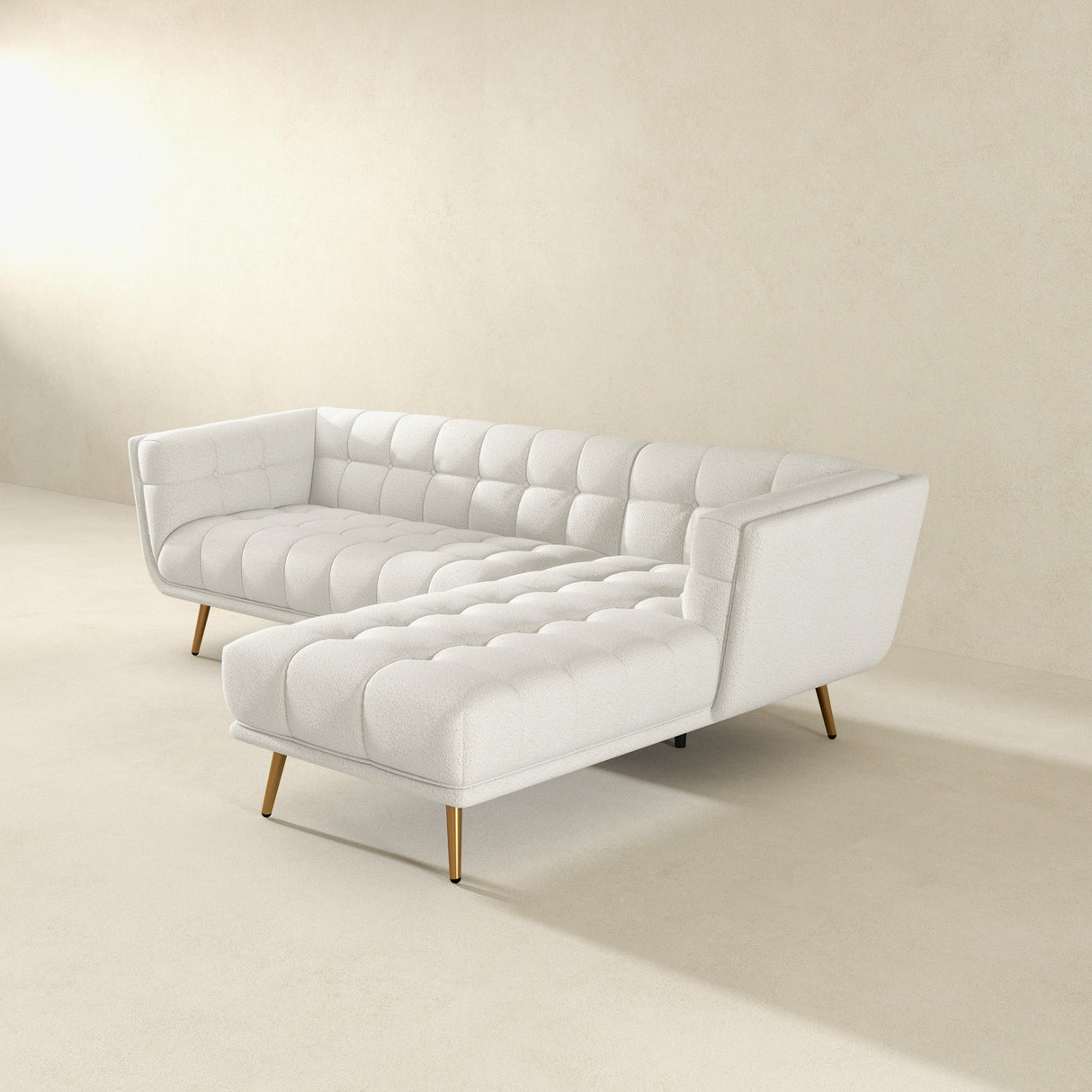 Addison Right Sectional Cream Boucle Sofa by Ashcroft Furniture at Eve Furniture