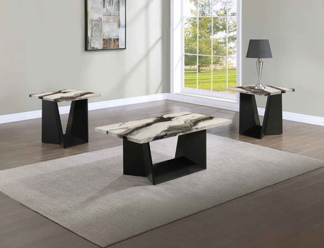 Adea Brown 3-Piece Faux Marble Top Cocktail Table Set by Crown Mark at Eve Furniture
