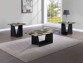 Adea Gold 3-Piece Faux Marble Top Cocktail Table Set by Crown Mark at Eve Furniture