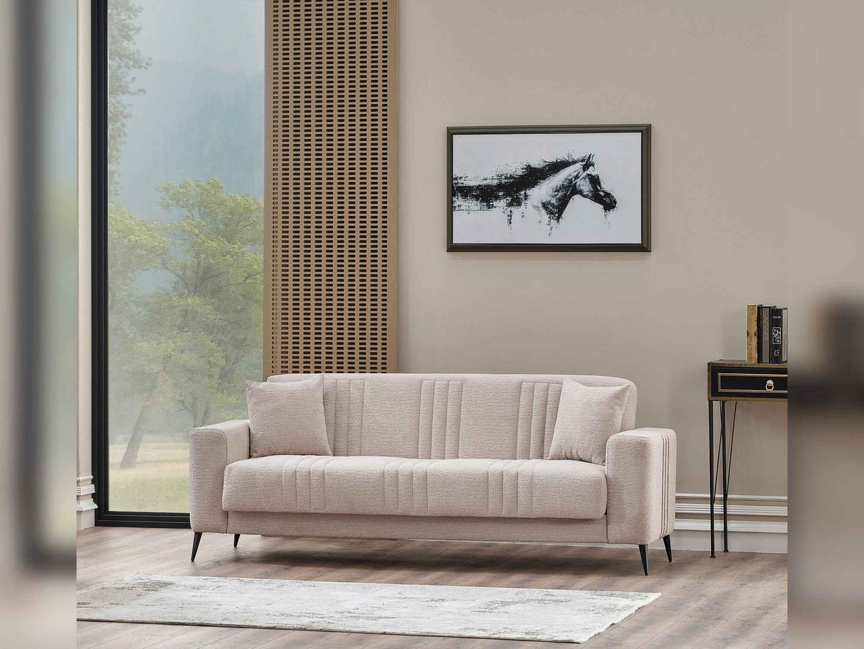 Adela Cream Convertible Sofa by Furnia at Eve Furniture