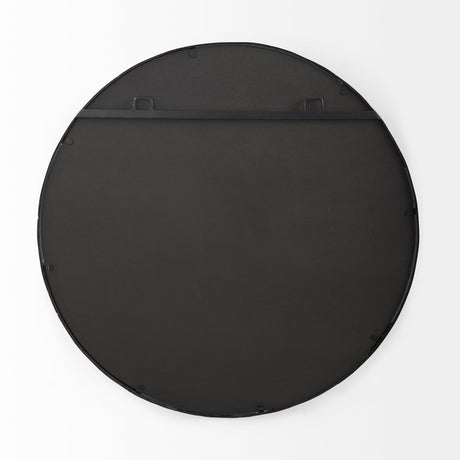 Adelaide Black Metal Scallop Edge Round Mirror by Mercana at Eve Furniture