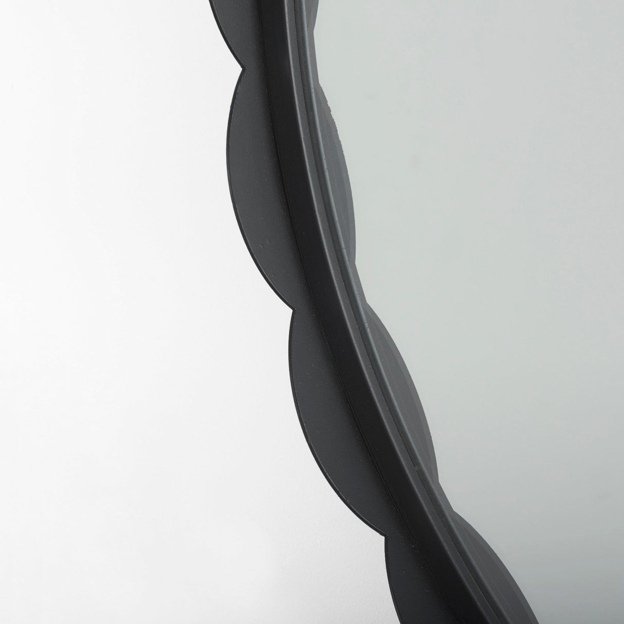 Adelaide Black Metal Scallop Edge Round Mirror by Mercana at Eve Furniture