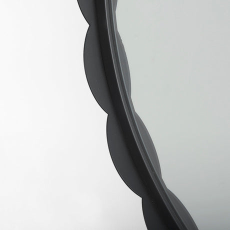 Adelaide Black Metal Scallop Edge Round Mirror by Mercana at Eve Furniture
