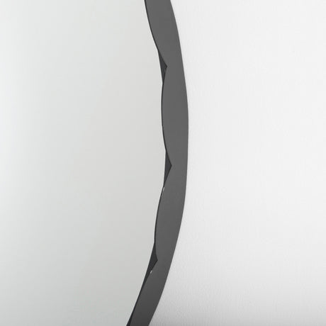 Adelaide Black Metal Scallop Edge Round Mirror by Mercana at Eve Furniture