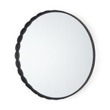 Adelaide Black Metal Scallop Edge Round Mirror by Mercana at Eve Furniture