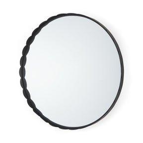 Adelaide Black Metal Scallop Edge Round Mirror by Mercana at Eve Furniture