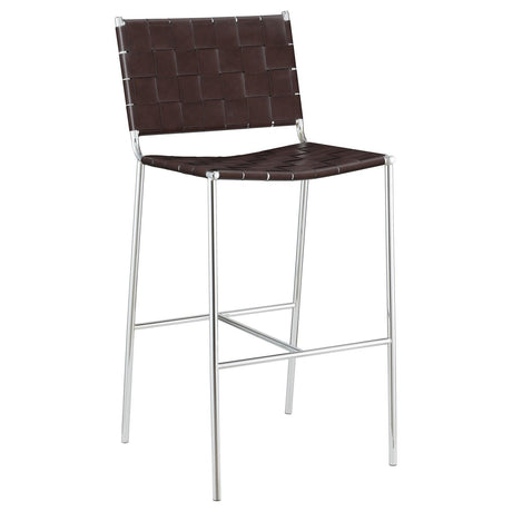 Adelaide Brown/Chrome Upholstered Bar Stool with Open Back by Coaster at Eve Furniture