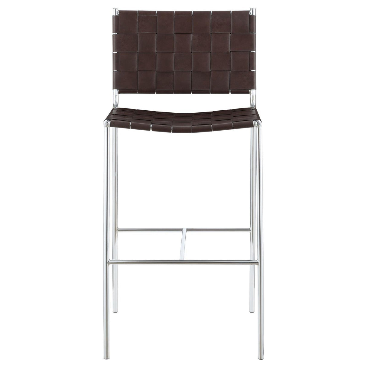 Adelaide Brown/Chrome Upholstered Bar Stool with Open Back by Coaster at Eve Furniture