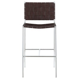 Adelaide Brown/Chrome Upholstered Bar Stool with Open Back by Coaster at Eve Furniture
