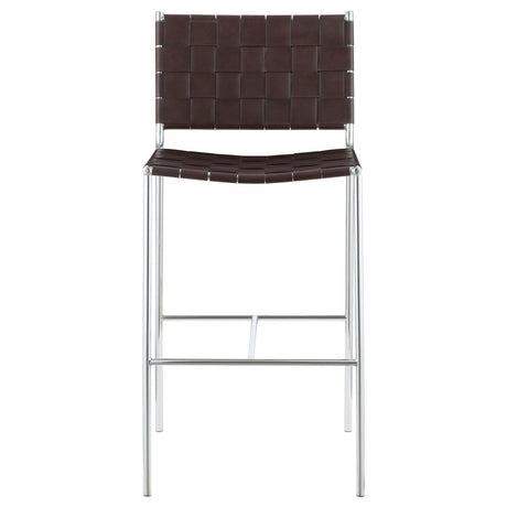 Adelaide Brown/Chrome Upholstered Bar Stool with Open Back by Coaster at Eve Furniture