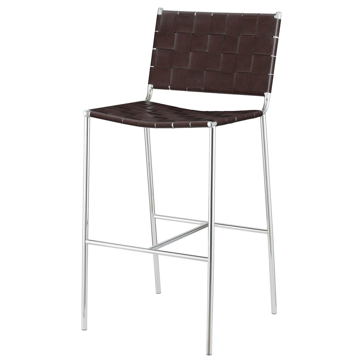 Adelaide Brown/Chrome Upholstered Bar Stool with Open Back by Coaster at Eve Furniture