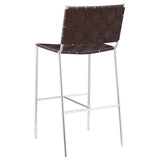 Adelaide Brown/Chrome Upholstered Bar Stool with Open Back by Coaster at Eve Furniture