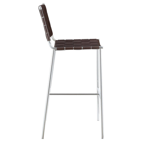 Adelaide Brown/Chrome Upholstered Bar Stool with Open Back by Coaster at Eve Furniture