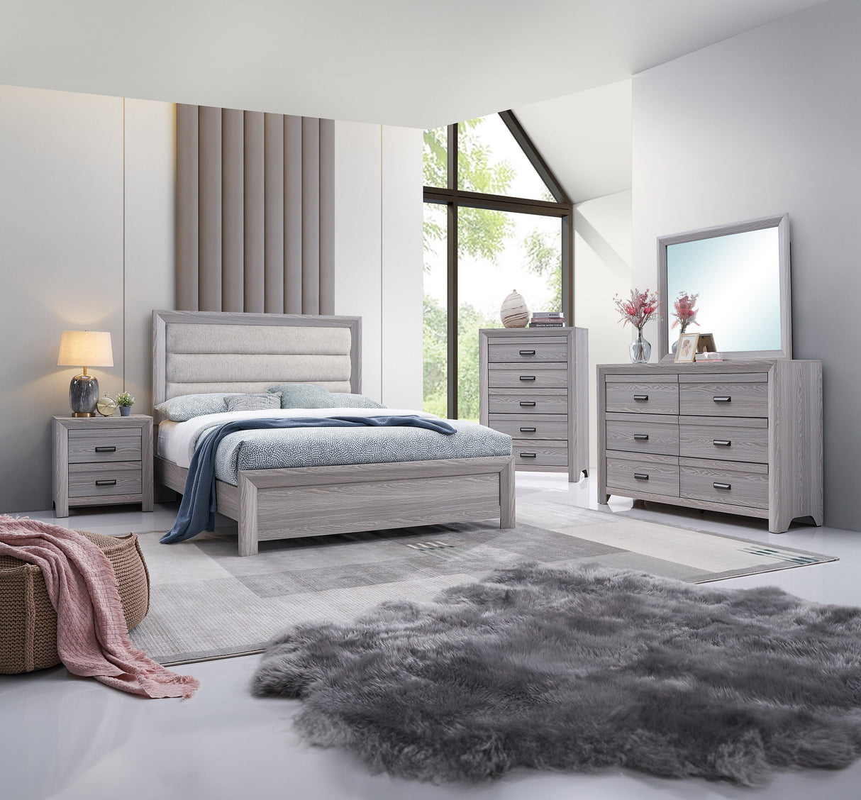 Adelaide Driftwood Upholstered Panel Youth Bedroom Set by Crown Mark at Eve Furniture