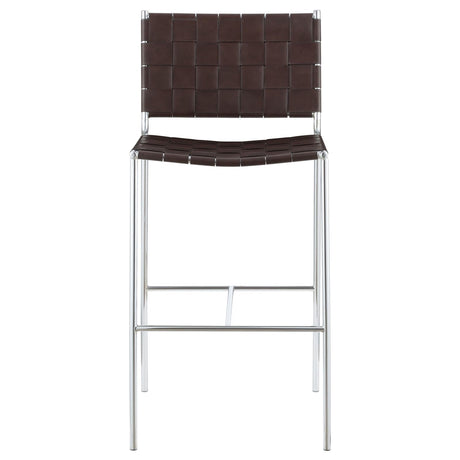 Adelaide Brown/Chrome Upholstered Bar Stool with Open Back