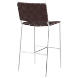 Adelaide Brown/Chrome Upholstered Bar Stool with Open Back