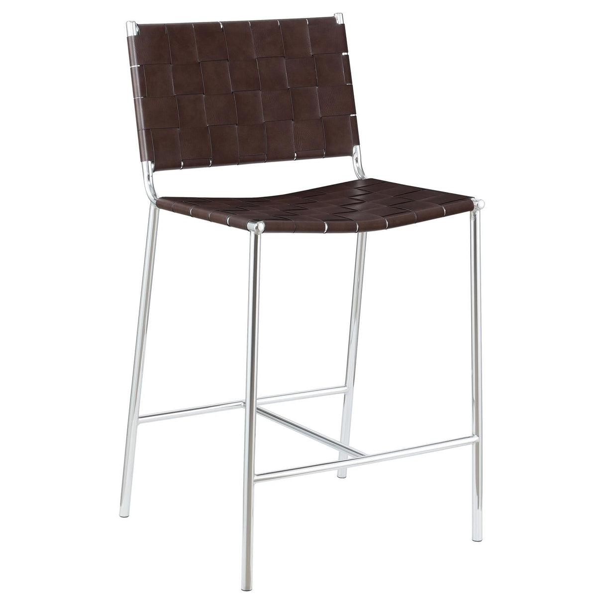 Adelaide Brown/Chrome Upholstered Counter Height Stool with Open Back